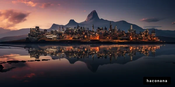 幻想的な都市の夕景