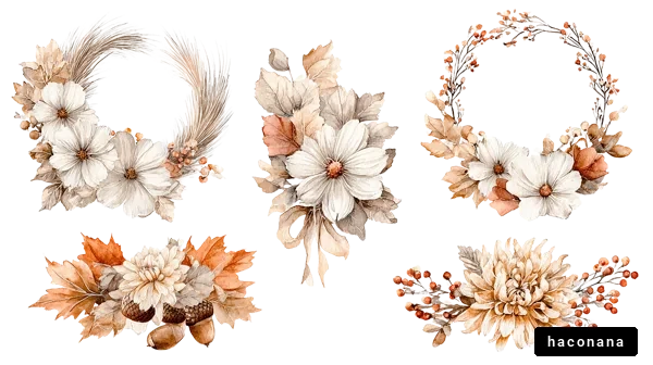 秋の花と葉のデザイン