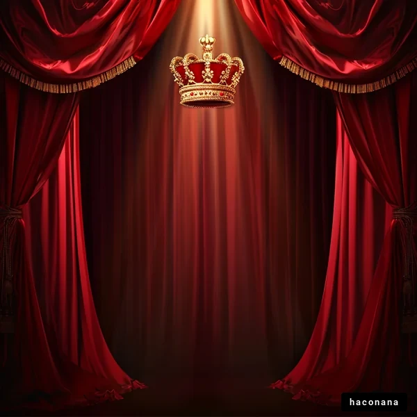 劇場の赤いカーテンと王冠