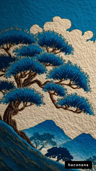 青い風景の美しい木