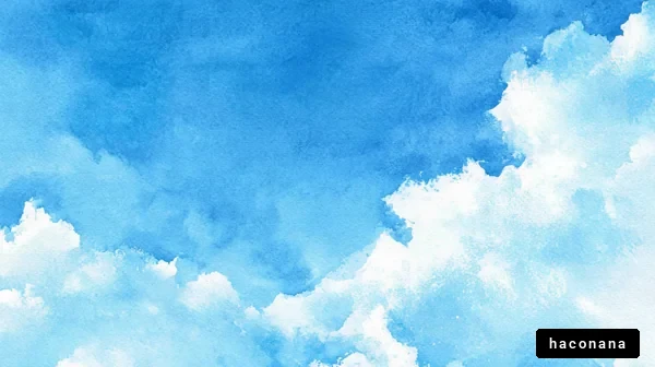 青空と雲の水彩アート