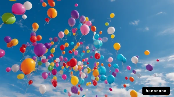 空に舞うカラフルな風船