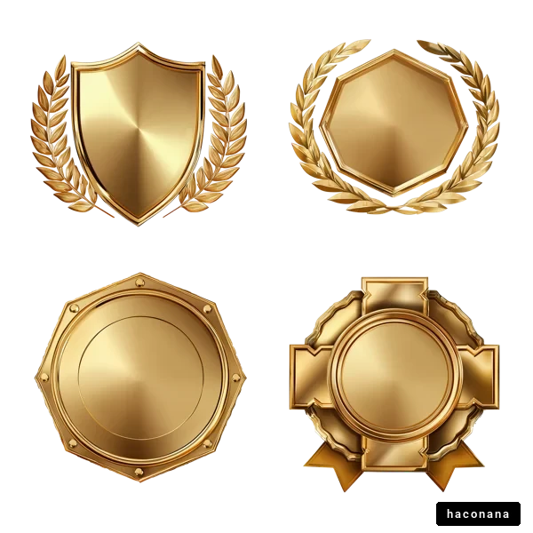 金色のメダルとバッジ