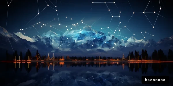 幻想的な山と湖の風景