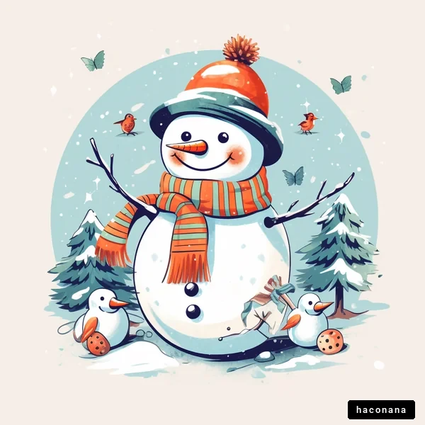可愛らしい雪だるまの冬景色