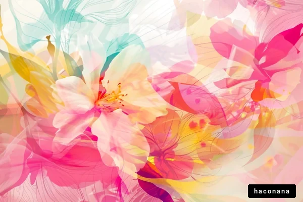 カラフルな花々の抽象画