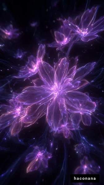 幻想的な光る花々