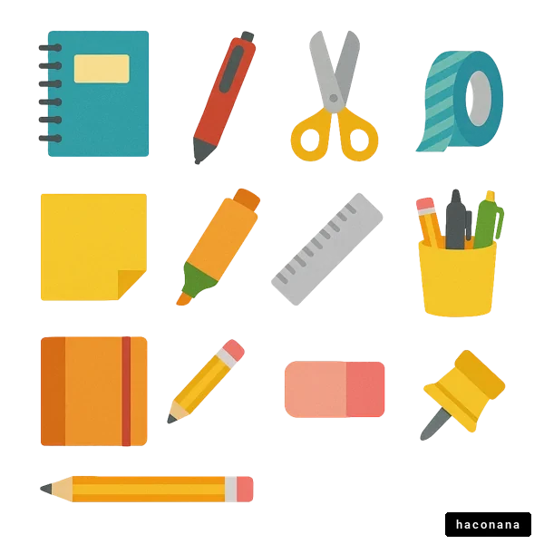 文房具のイラストセット