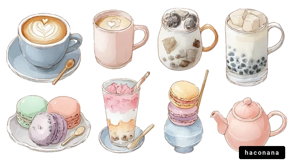 色とりどりのスイーツと飲み物