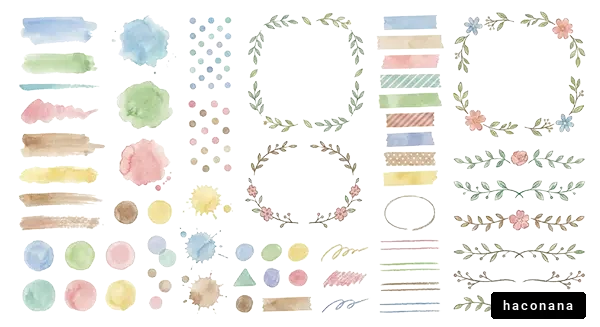 水彩風フレームと装飾素材