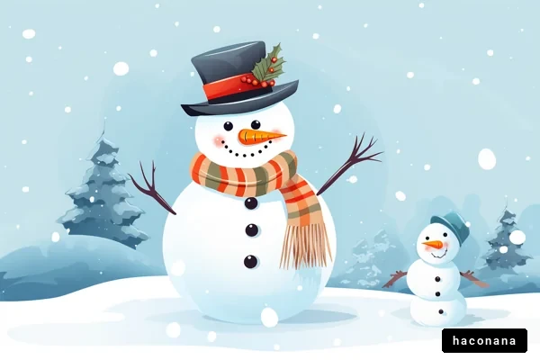 雪だるまと冬の風景