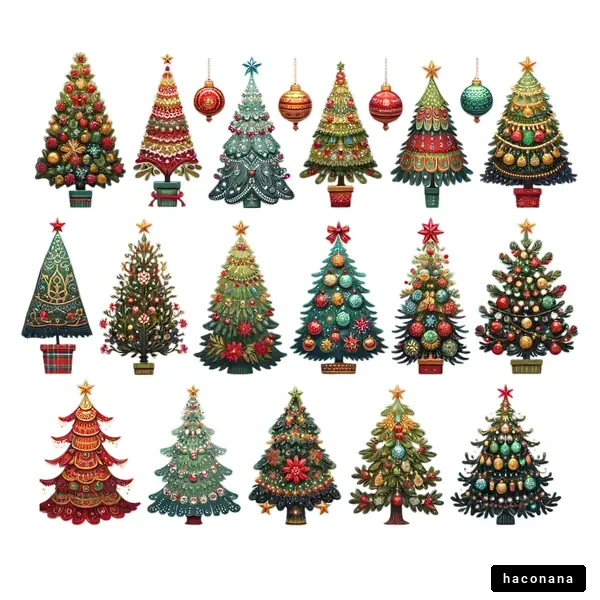 クリスマスツリーのイラストセット