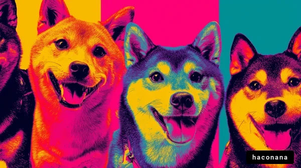 カラフルな柴犬たち