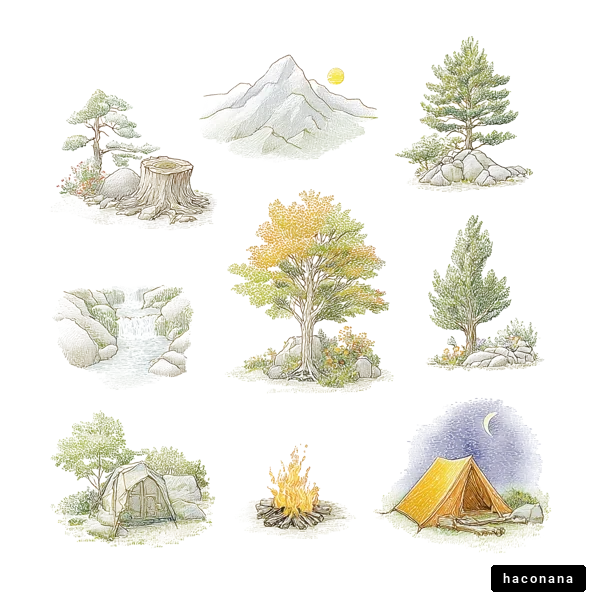 自然とキャンプのイラスト