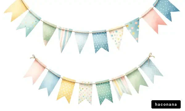 カラフルなガーランドの装飾イラスト