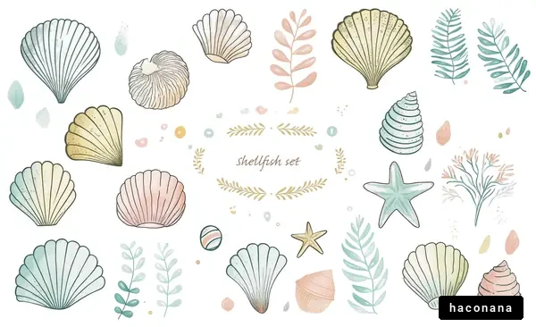 かわいい貝殻のイラストセット