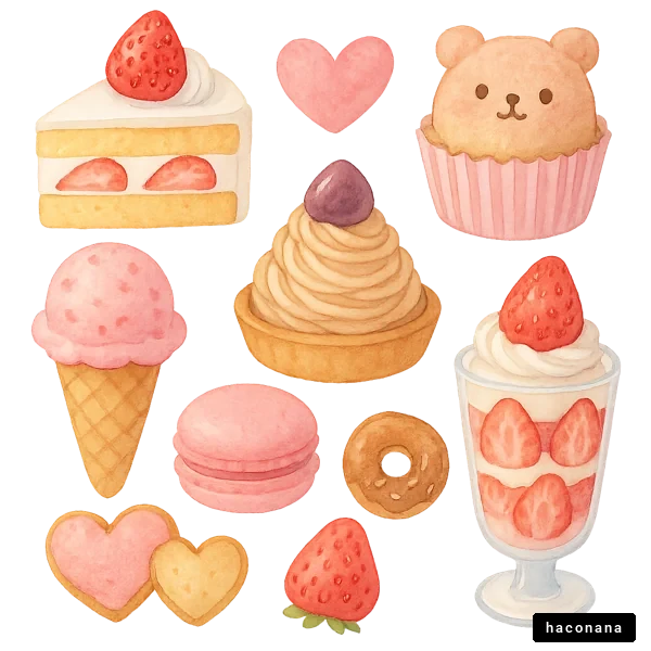 かわいいスイーツのイラスト