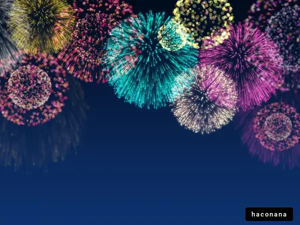 カラフルな花火の夜空