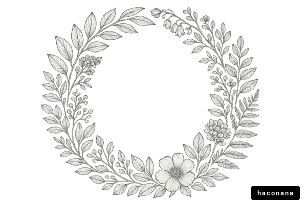 花と葉の輪飾り