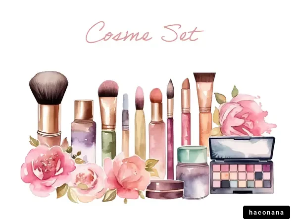 化粧品セットの水彩イラスト