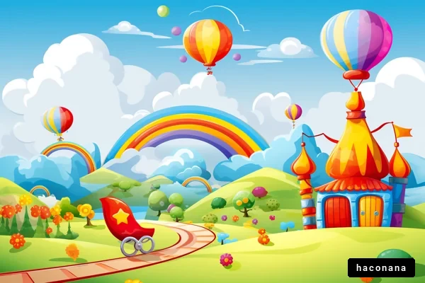 カラフルな風景と気球