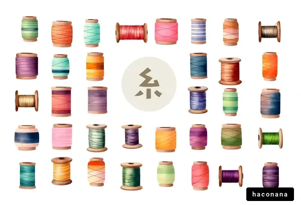 色とりどりの糸の水彩イラストセット
