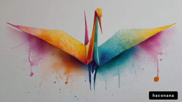 カラフルな折り鶴のアート