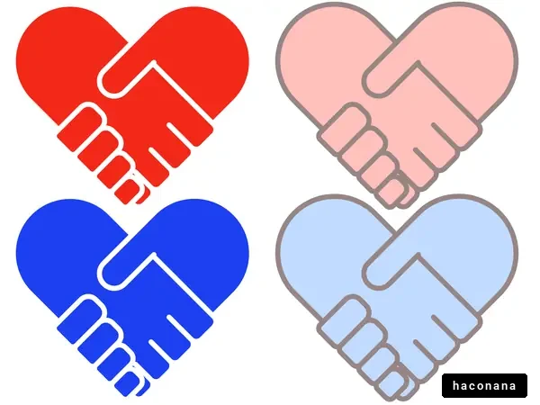 手をつないだハートのデザイン