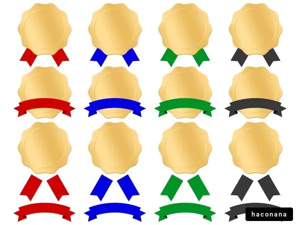 カラフルなメダルとリボン