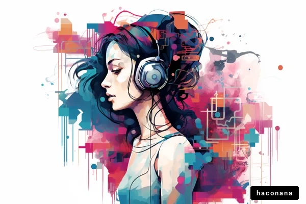 音楽を楽しむ女性のイラスト