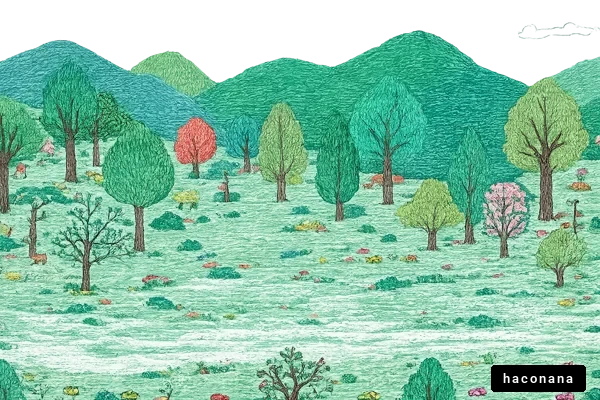 カラフルな森の風景