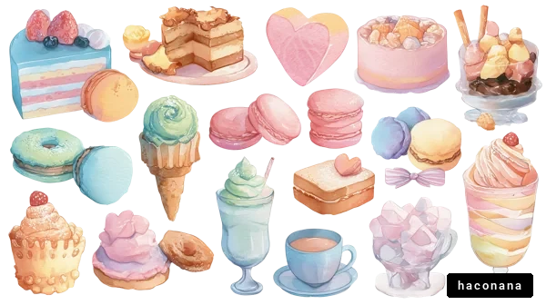 カラフルなスイーツのイラスト