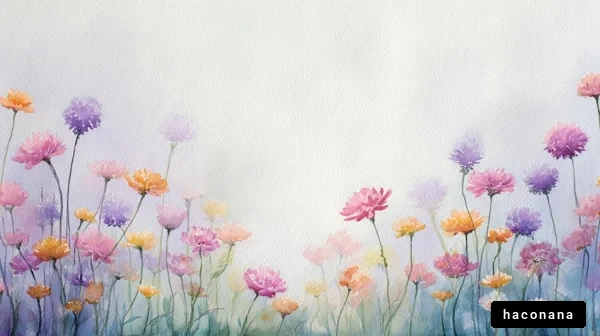 水彩画の花畑