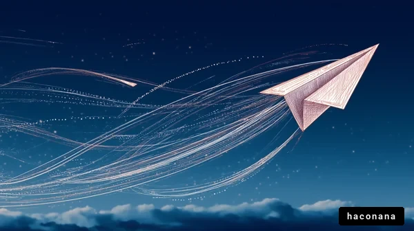 紙飛行機が飛ぶ風景