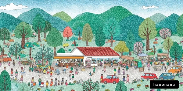 山間の賑やかな市場風景