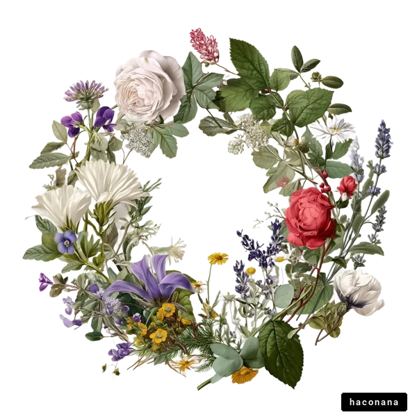 色とりどりの花のリース