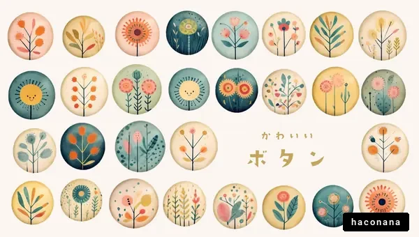 カラフルな花ボタンのイラストセット