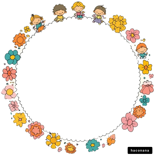 子供たちと花のフレーム