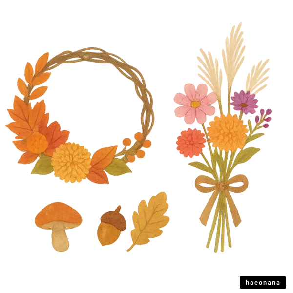 秋の花と自然素材