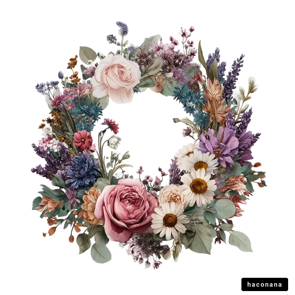 カラフルな花のリース