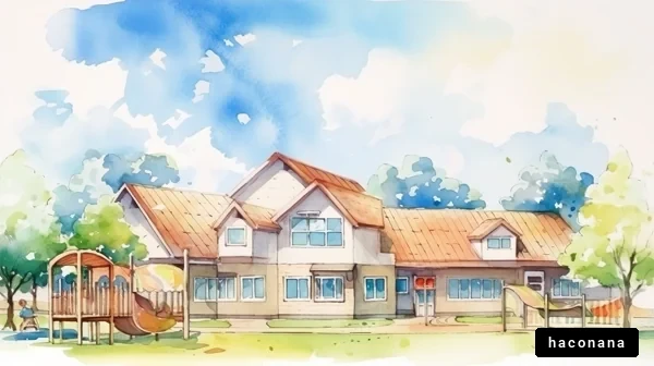 明るい校舎と遊び場