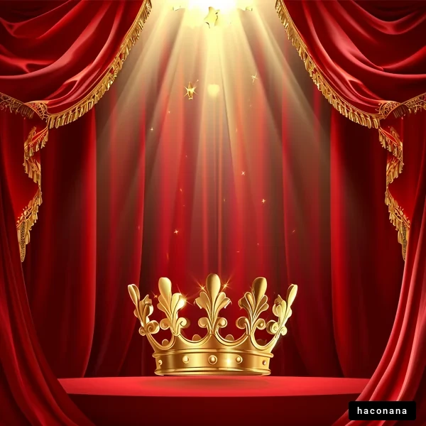 赤いカーテンと黄金の王冠