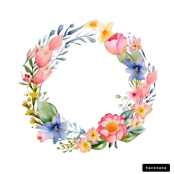美しい花の水彩リース