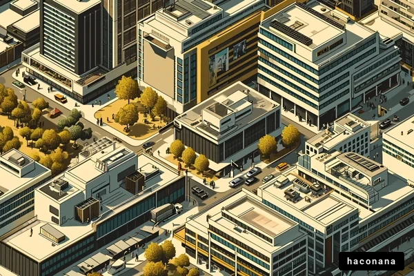 都市の風景と建物