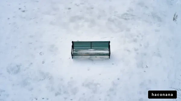 雪のベンチと冬景色