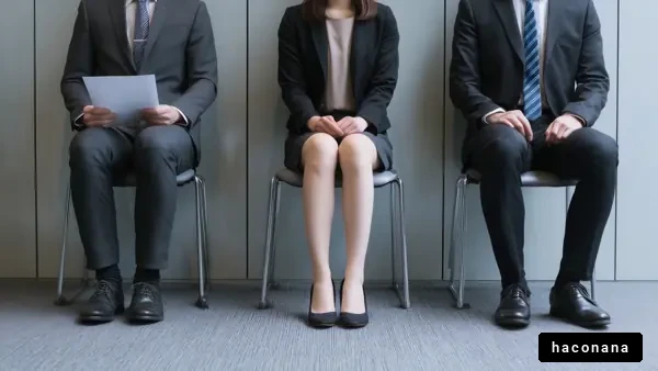 面接を受ける人々