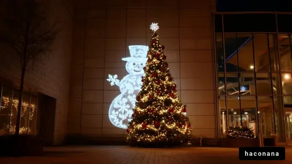クリスマスの装飾と雪だるま