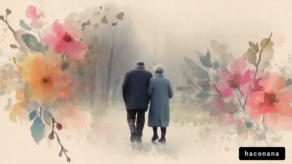 手をつなぐ老夫婦の風景