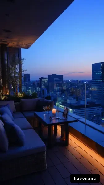 夜景を楽しむバルコニー