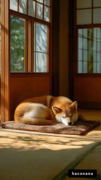 和室で寝る犬
